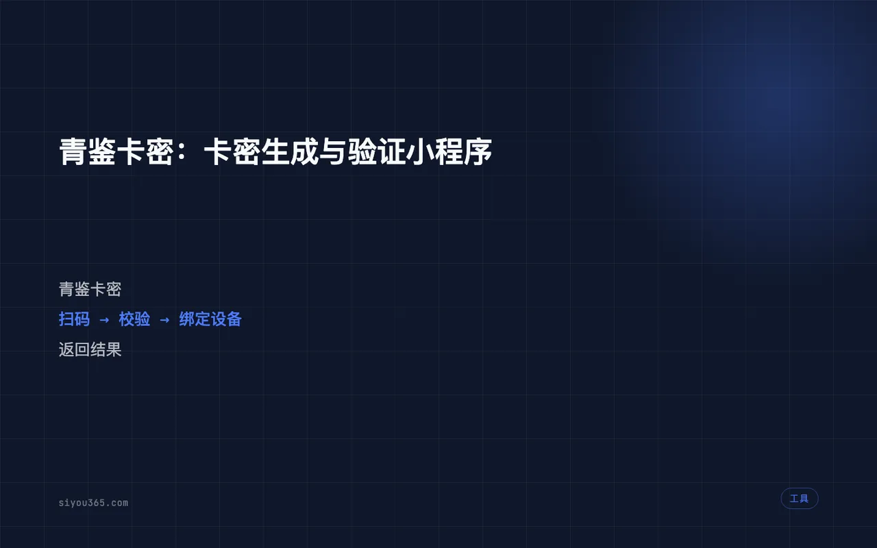 Qingjian Card-Key: a card-key generation and validation mini-program